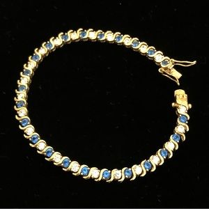 Sapphire and white CZ bracelet 7-1/4”